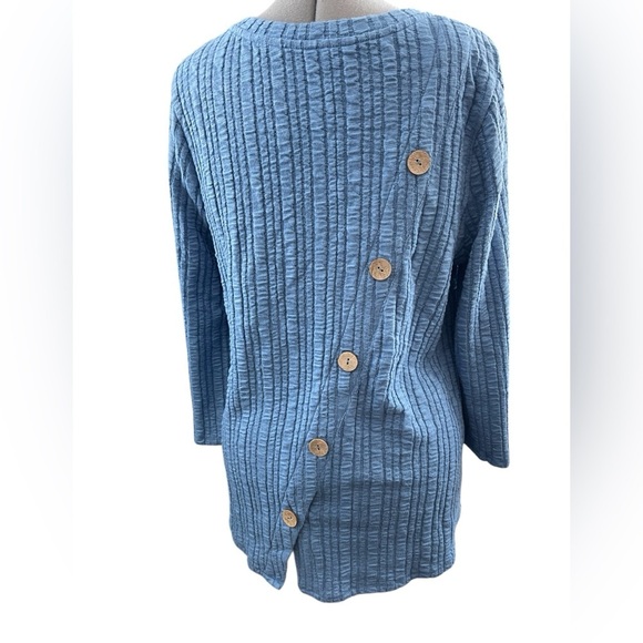 Soft Surroundings Goldie Blue Tunic Blouse XL Stretch Crinkle Button Back Top - Picture 5 of 9